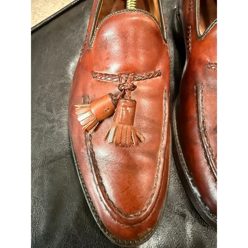 Allen Edmonds Brookwood 4847 Mens 10.5 D Chili Brown Leather Tassel Loafers USA